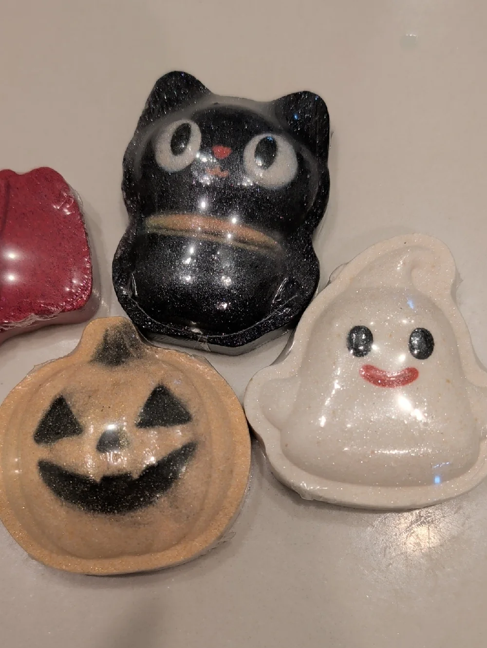 Halloween Cat, Ghost & Pumpkin Bath Bomb Set - Black, White, Orange